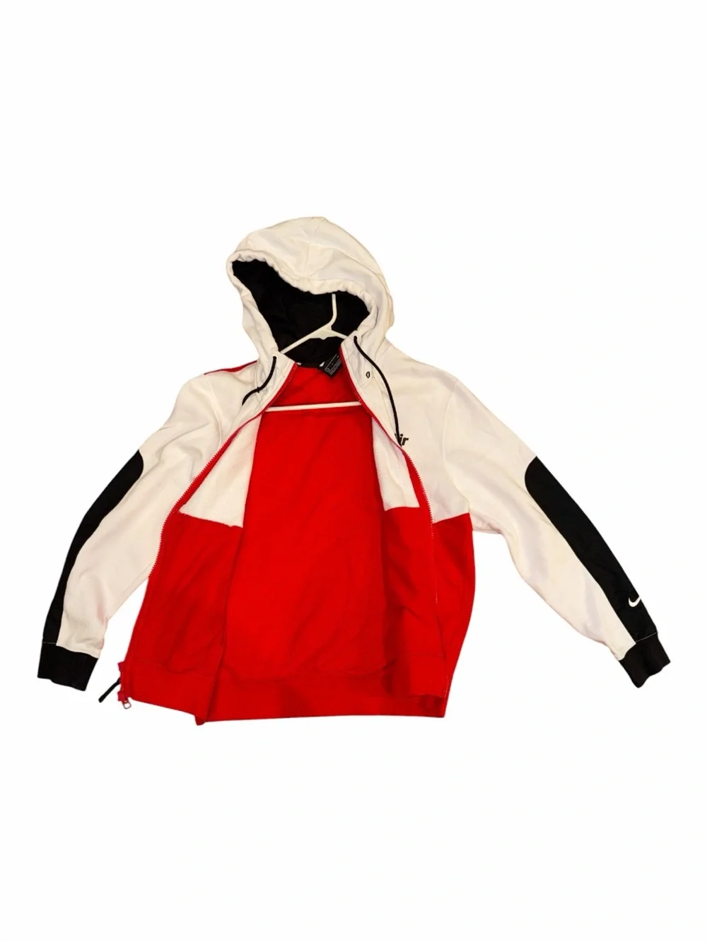 Nike Air White, Red & Black Colorblock Full‑Zip Hoodie
